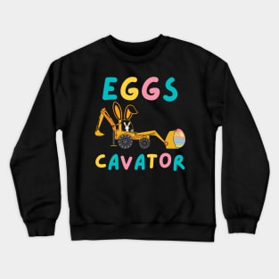 Kids EggsCavator Happy Easter Funny Excavator Hunting Egg Kids Crewneck Sweatshirt